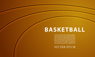 Fototapeta premium Three Seam Strips on a Basketball Ball. Red Leather Ball With Stitch Background.