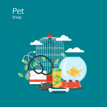 Pet shop vector flat style design illustration