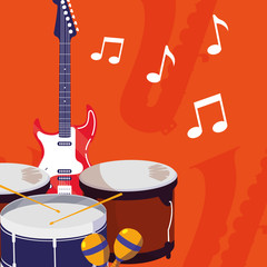 Naklejka premium guitar electric and timbals instruments
