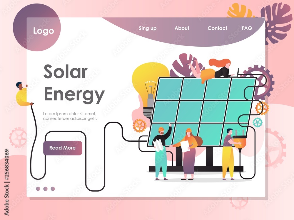 Canvas Prints solar energy vector website landing page design template