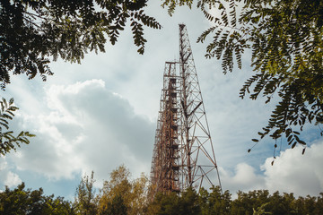 Duga - Soviet over-the-horizon OTH radar system. Duga-3 Russian Woodpecker - antenna complex,...
