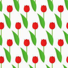 Obraz premium Spring red tulips flowers seamless pattern.