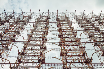 Duga - Soviet over-the-horizon OTH radar system. Duga-3 Russian Woodpecker - antenna complex,...