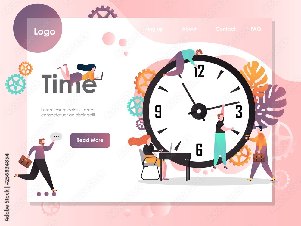Poster time vector website landing page design template