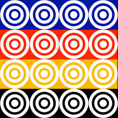 Geometric pattern formed by rows and columns of concentric circles