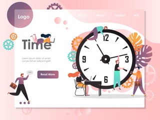 Time vector website landing page design template