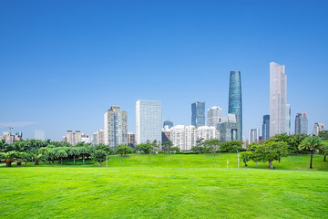 Guangzhou urban architecture and big grass