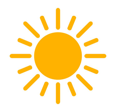 Simple sun shining flat design icon.