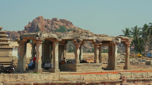 Virupaksha temple at sunset. Hampi, Karnataka, India