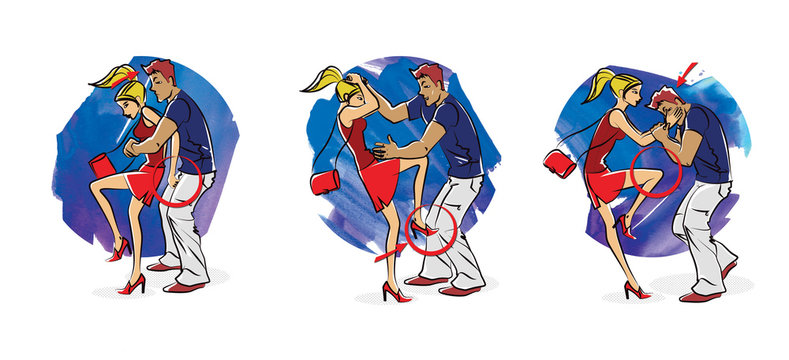 Women's self defense advices, set sexual assault prevention and protection