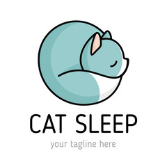 Cat Sleep logo design. Vector illustration