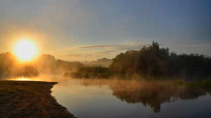 Southern Urals, Russia. Early morning on the Miass river.