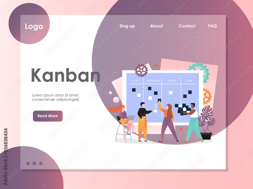 Poster kanban vector website landing page design template