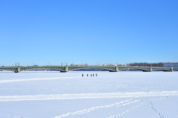 Fototapeta na wymiar Trinity Bridge in Saint Petersburg.
