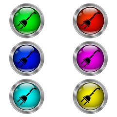 Electric plug icon. Set of round color icons.