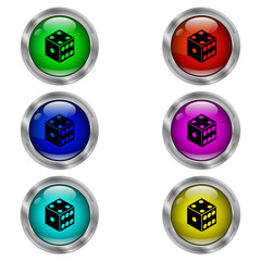 Dice icon. Set of round color icons.