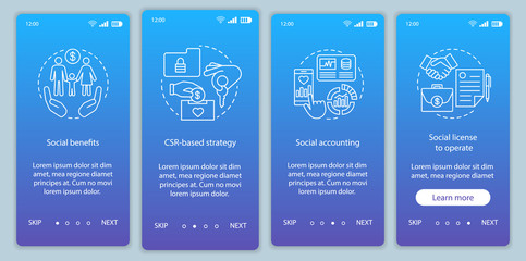 CSR onboarding mobile app page screen vector template