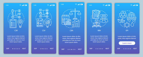 Business concepts onboarding mobile app page screen vector template