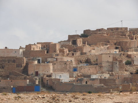 The Berber village of Tamezret Gabes province in the hot desert of North Africa in Tunisia