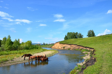 South Ural, summer. River mindyak in the area of the village Kazakkulov.