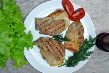 Grilled steak with sauce on the table