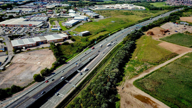 Drone photo of the main road into Teesside the A19
