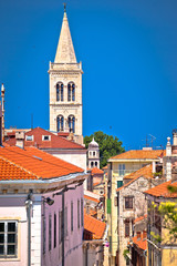 Fototapeta na wymiar Historic Zadar tower and Kalelarga street view