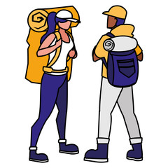 adventurous couple with travelbag