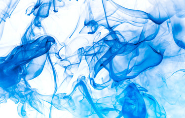 Fototapeta premium Blue smoke on white background