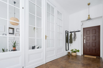 Townhouse interior with classic door
