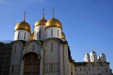 Architecture of Moscow Kremlin. Dormition church.