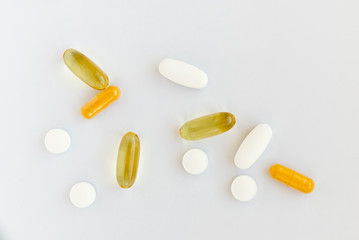 The photo of several tablets on a white background