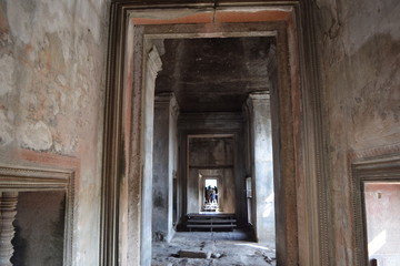 Fototapeta na wymiar Aisle of Angkor Wat, Cambodia