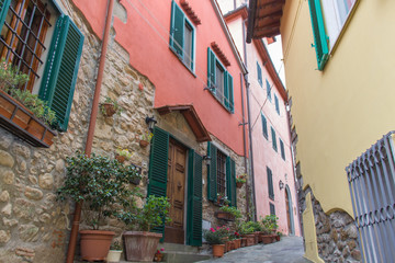 Typical street of Montecatini Alto, Tuscany, Italy.