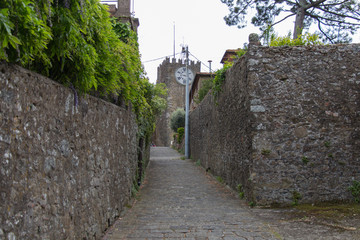Tower of Carmine or clock tower of Montecatini Alto, Tuscany, Italy.
