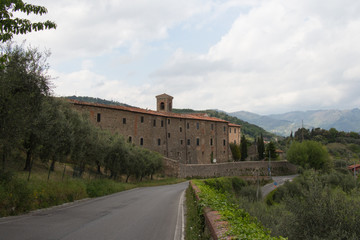 Fototapeta na wymiar Exterior of Santa Maria a Ripa convent and church, Tuscany, Italy.