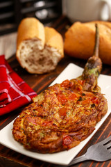 Delicious Eggplant Omelette on the table. Filipino cuisine.