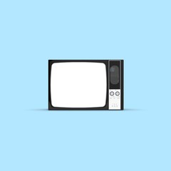 Old television isolated on Blue background, 3D Rendering