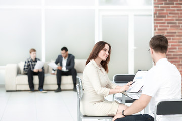business people discuss business documents at a business meeting