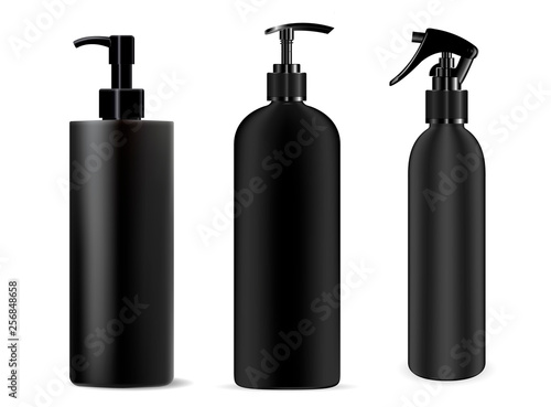 Download Bottle Black Spray Cosmetic Dispenser Mockup Plastic Container Realistic Clear Packaging For Lotion Foam Soap Sprayer Jar With Trigger 3d Design Isolated Object Beauty Tube Template Wall Mural Sergej Bajbak