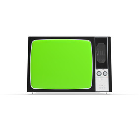 Old television isolated on White background With Green screen, 3D Rendering