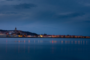 Hondarribia town at the east basque coast on the Txingudi bat with the Bidasoa river next to Irun and Hendaia, Basque Country.