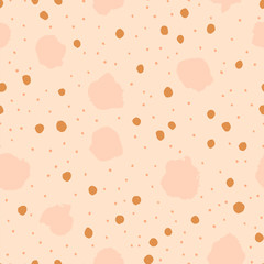 Abstract seamless pattern with different Dots. Background with Ink Brush strokes. 
