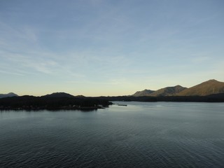 Mountain Filled horizon on the pacific ocean. Inside passage Alaska