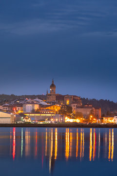 Hondarribia town at the east basque coast on the Txingudi bat with the Bidasoa river next to Irun and Hendaia, Basque Country.