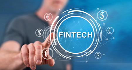 Man touching a fintech concept
