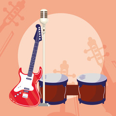 Naklejka premium guitar electric and microphone instruments