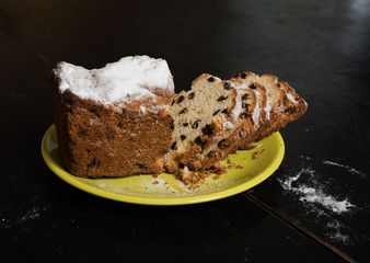 Slices of cake with raisins.