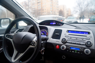 glowing car interior