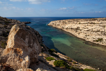 Fototapeta na wymiar View of Cala Galera in the summer season. Lampedusa